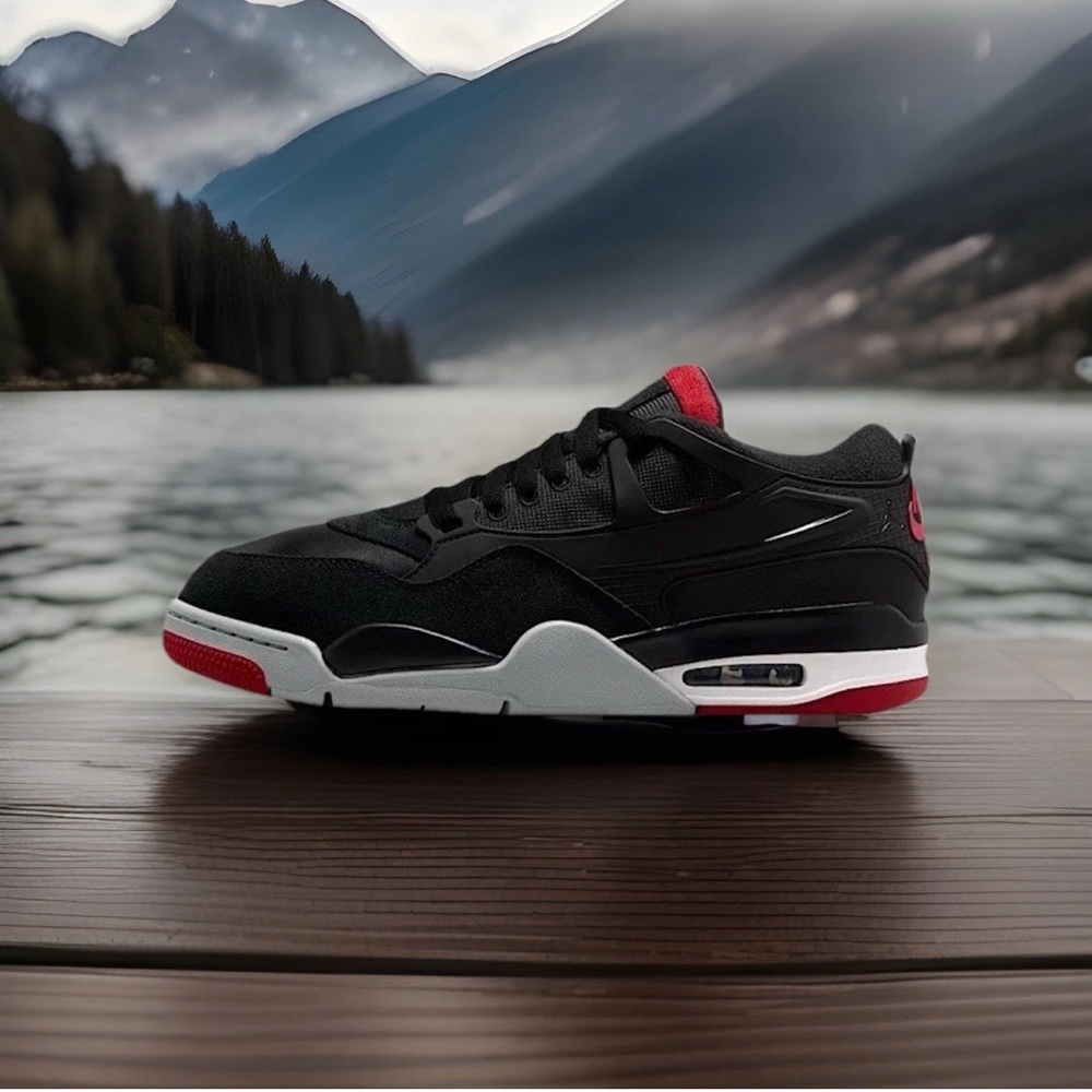 Air Jordan 4 RM Black Wolf Grey Varsity Red White FQ7939-061 Men’s Size 8.5